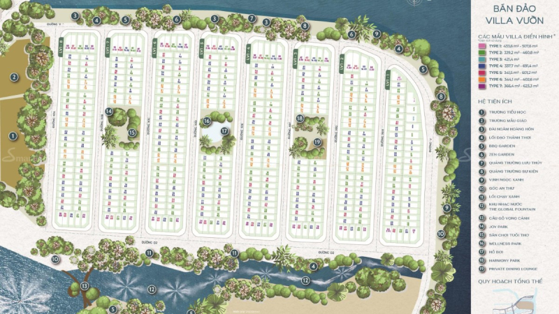Mặt bằng phân khu Sola Villa vườn The Global City