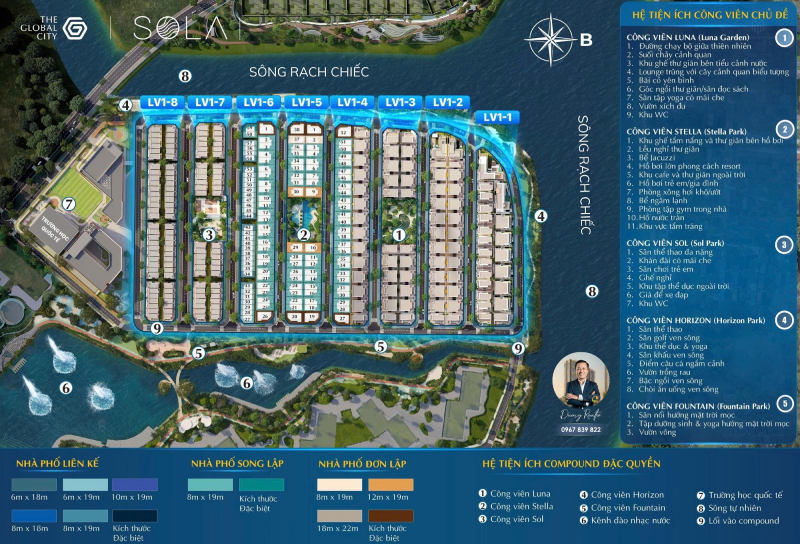 Mặt bằng tiện ích  Sola Đảo Ánh Dương The Global City