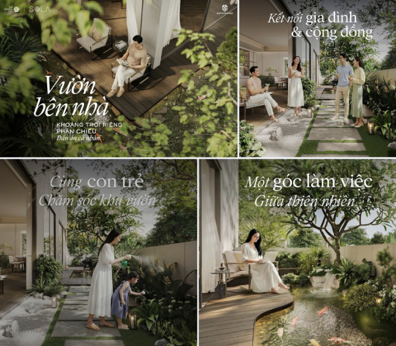 Vườn bên hiên nhà Sola Villa tại dự án The Global City